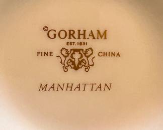 Gorham Manhattan fine china. 7pc setting for 12 plus serving platter, bowl & Cream and sugar