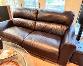 close up - 1 of 2 Leather Elec. reclining loveseats