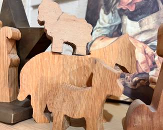 Handmade wooden Nativity set 