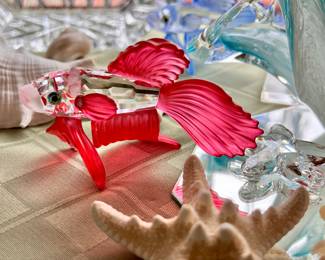 1 of 3 Miniature crystal fish - green, red and blue