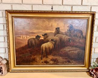 Vtg. William Baird Sheep oil painting