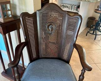 Victorian Cane and Turned Wood Arm Chair