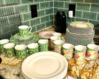 Villeroy & Boch Switch Summer House A Rose Dish Set, and Villeroy & Boch Arabesco Dish Set