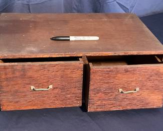 Solid oak file card storage box - early 20th century