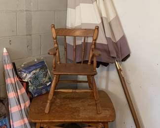 Children’s size table and chairs. Rock maple, solid as the day it was made in the 1950s. 