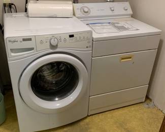 Whirlpool front load washer and dryer - in perfect working order! I’v been laundering and drying the linens in these during the setup. Replaced the dryer belt 10/23/24.