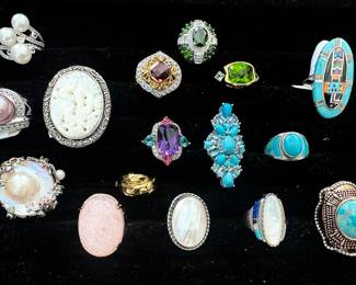 Silver Rings - Pearl, MOP, Diamond, Semi-Precious stones