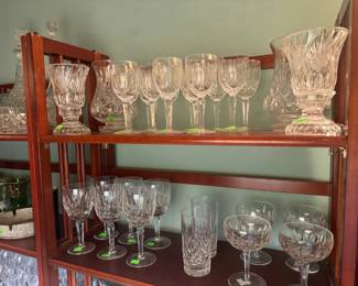 Waterford "lismore" goblets, coupes, and water glassware