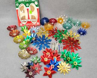 NG061 Vintage Metal Bobeches, Plastic Bulb Collars, Foil, and Snowflakes