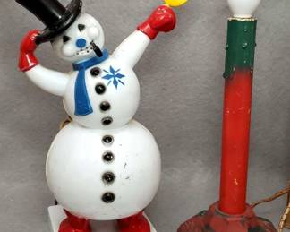 NG033 Mid Century Rosbro Snowman Lamp, Noma Candle Lamp