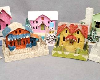 NG032 Artisan Cardboard Craft Putz Holiday Village Houses
