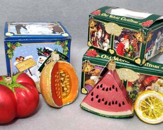 NG006 Old World Christmas Glass Fruit and Veggie Ornaments