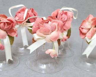 NG039 Floral Adorned Glass Bell Ornaments