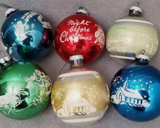NG077 Vintage Shiny Brite Glass Ornaments