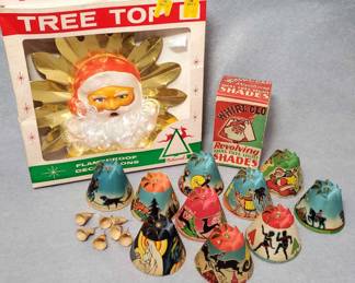 NG003 Vintage WhirlGlo Shades, and Santa Tree Topper