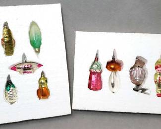 NG020 Vintage Russian Hand Painted Glass Ornaments