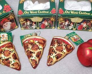 CT400 Merck Old World Christmas Pizza Slice and Tomato Ornaments