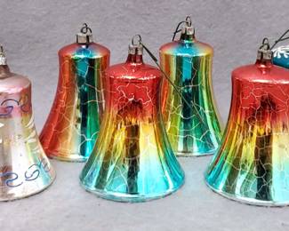 NG124 Antique Mercury Glass Bell Ornaments