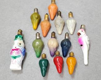 NG049 Mid Century Molded Glass Christmas Bulbs, Mazda