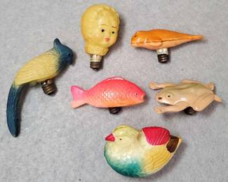 NG064 Mid Century Plastic Holiday Novelty Bulbs