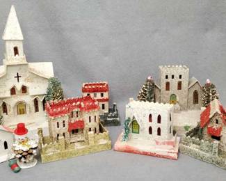NG031 Lightup Cardboard Craft Putz Village Buildings