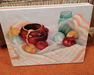 Still Life Oil Painting on Stretched Canvas