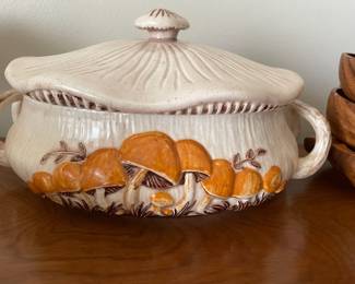 Arnel's Hand Painted Tureen with Mushroom Design