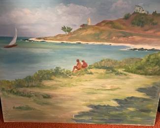 Oil Painting of Seascape on Canvas Panel