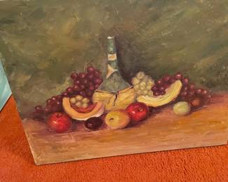 Wine and Fruit Still Life Oil Painting