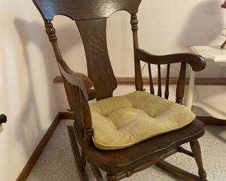 Victorian Dark Oak Rocking Chair