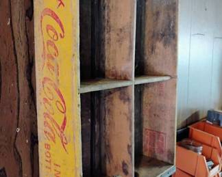 Circa 1960's Yellow Coca Cola Wood Crate Carrier