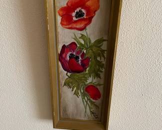 Framed Poppy Oil Painting on Canvas