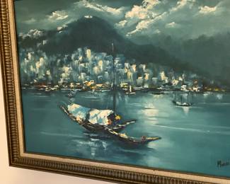 Sailboat Seascape Oil Painting by D. Morris