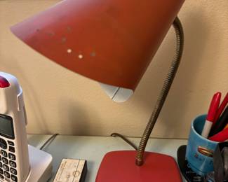 1960's Red Gooseneck Desk Lamp