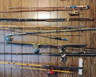Assortment of Fishing Poles and Fly Fishing Rods