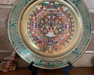 Mexico Aztec Calendar Brass Decorative Plate