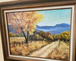 Framed Landscape Oil Painting by D. Morris