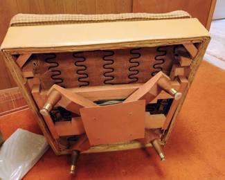 1970's Cream Leather and Checkered Upholstery Swivel Rocker