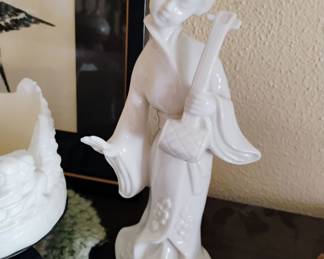 Japanese Geisha Girl Holding Musical Instrument Figurine