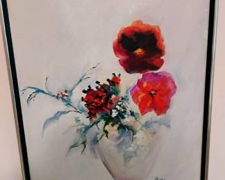 Framed Impressionist Floral Bouquet Oil Painting
