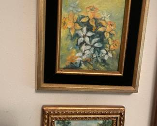 Small Oil Painting of Village by D. Morris