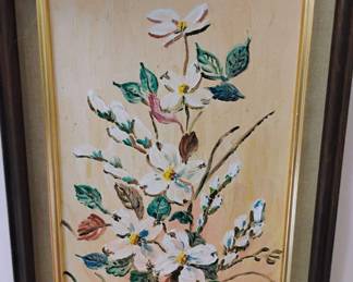 1969 Framed Acrylic Painting "Dogwood" by Bernard S.