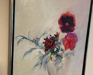 Framed Impressionist Floral Bouquet Oil Painting