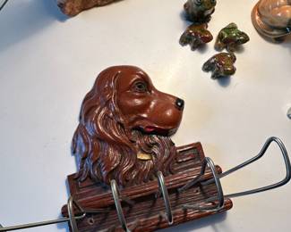 Wooden Carved Irish Setter Dog Tie Rack