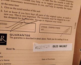 Acoustic Research Walnut Turntable - Model XA209021