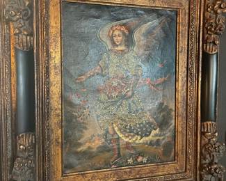 Painting of St Raphael The Archangel with Ornate Frame