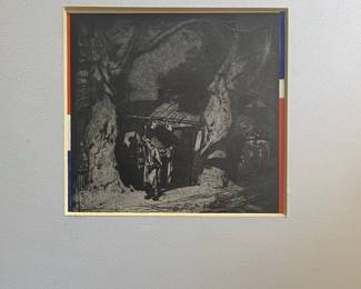 Framed Reproduction Print "A Butcher's Shop" by Frank Brangwn