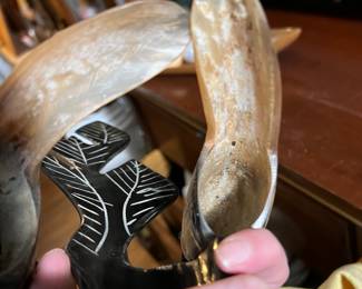 Carved Horn Birds Sculpture