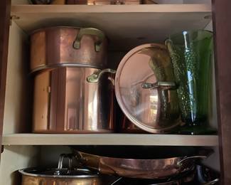Assortment of Copper Pots & Pans
