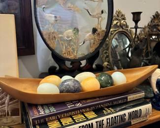 Framed Large Cranes & Pine Tree Cork Art